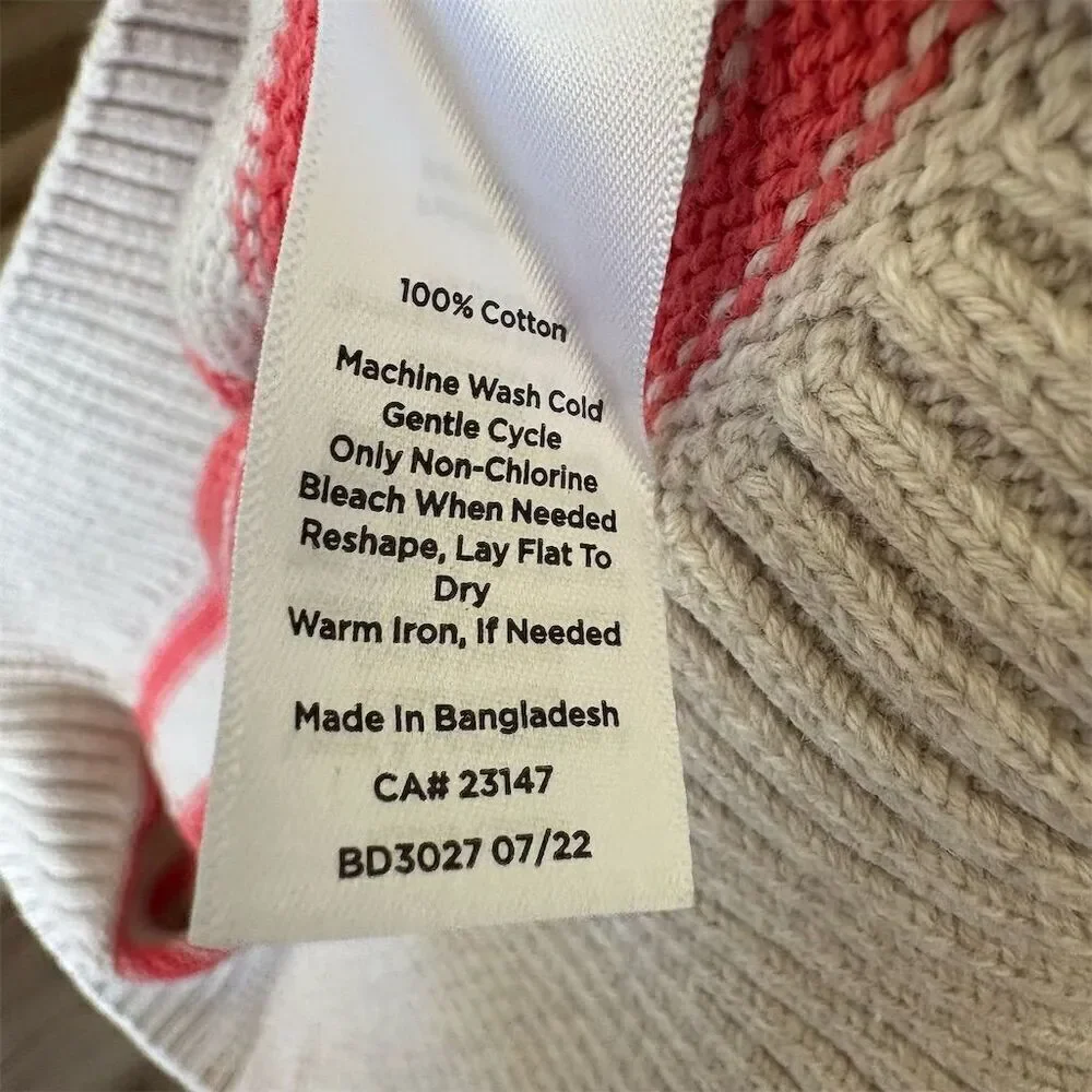 Talbots Women's Petite Striped V-Neck Hoodie Sweater Size M